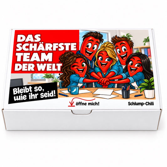 Das schärfste Team der Welt – Geschenkbox Vorderansicht