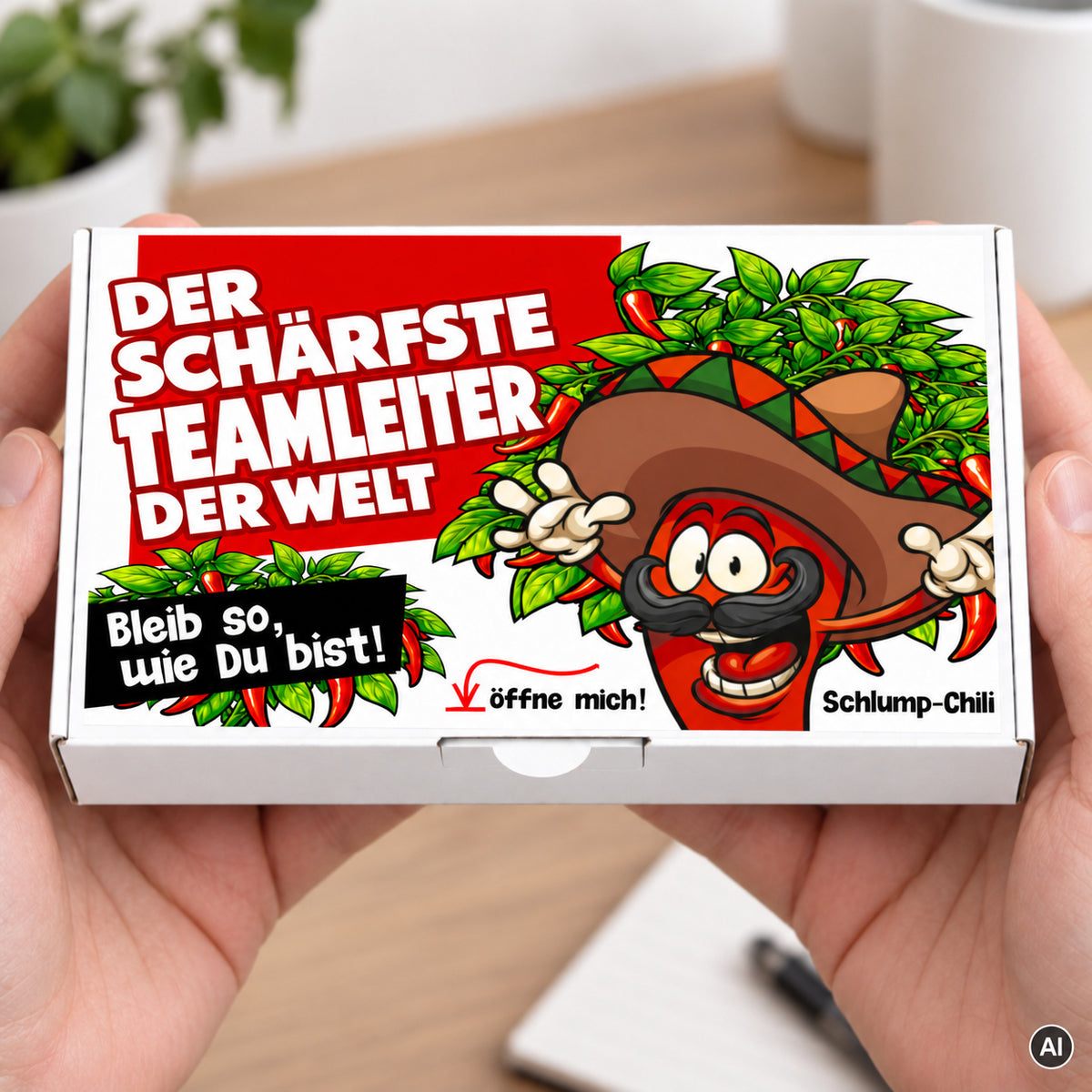 Der schärfste Teamleiter der Welt – Geschenkbox Vorderansicht