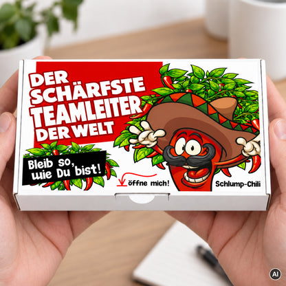 Der schärfste Teamleiter der Welt – Geschenkbox Vorderansicht