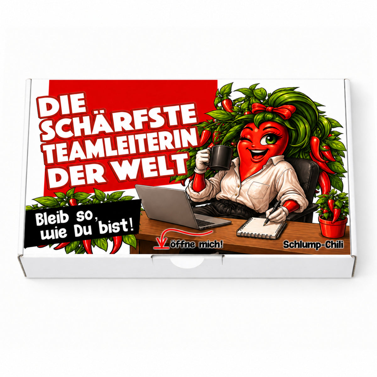 Die schärfste Teamleiterin der Welt – Geschenkbox Schrägansicht
