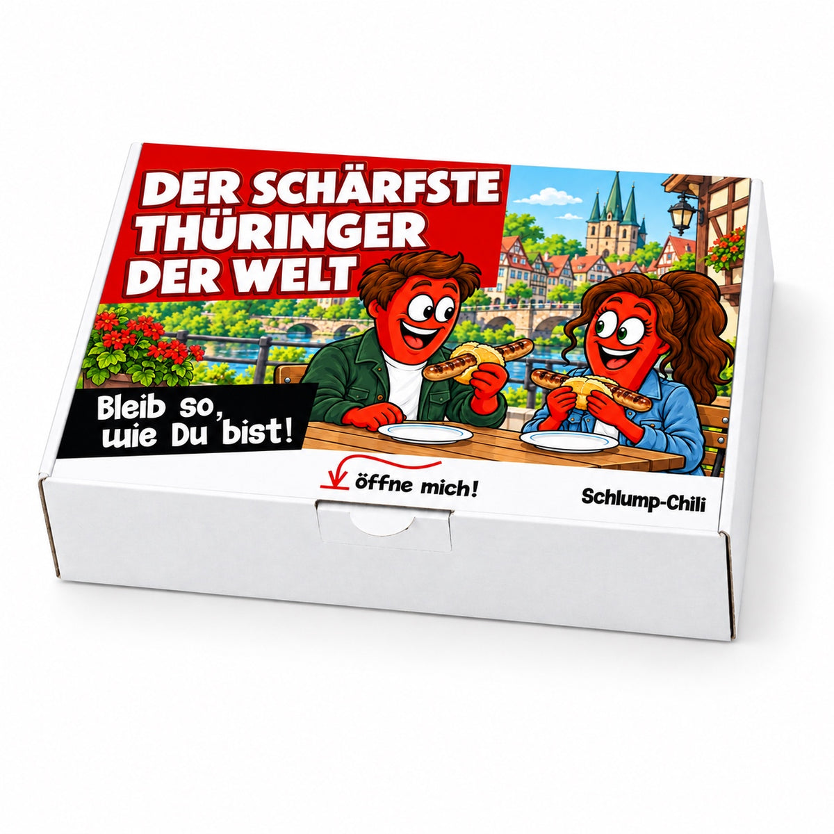 Der schärfste Thüringer der Welt – Geschenkbox Schrägansicht