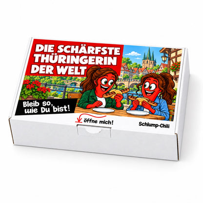 Die schärfste Thüringerin der Welt – Geschenkbox Schrägansicht