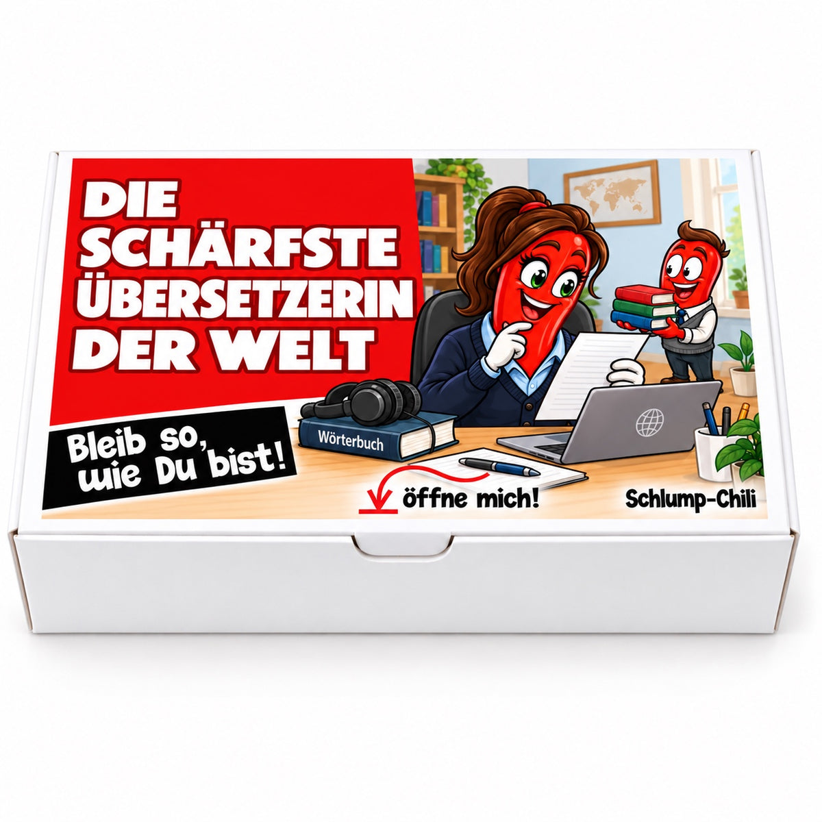 Die schärfste Übersetzerin der Welt – Geschenkschachtel frontal