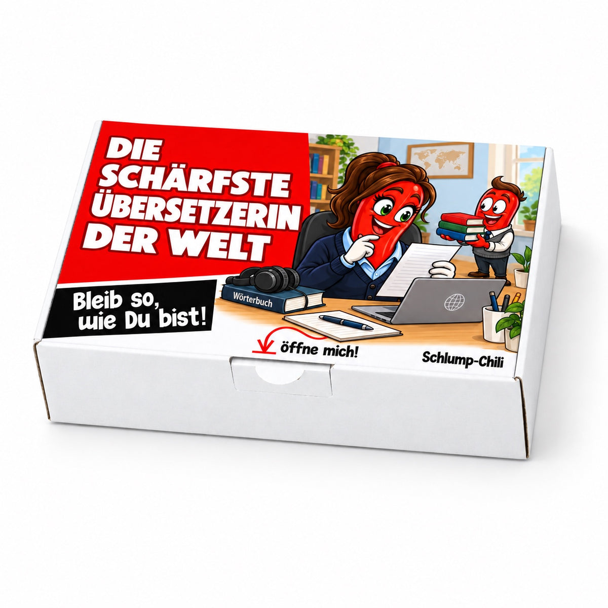 Die schärfste Übersetzerin der Welt – Geschenkschachtel schräg