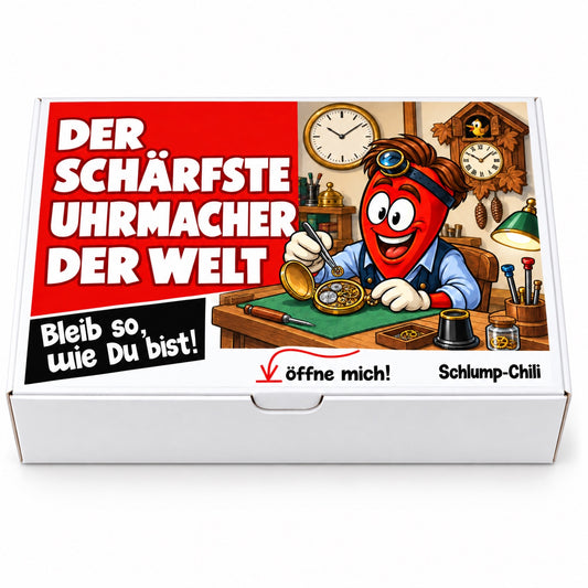 Der schärfste Uhrmacher der Welt – Geschenkschachtel frontal