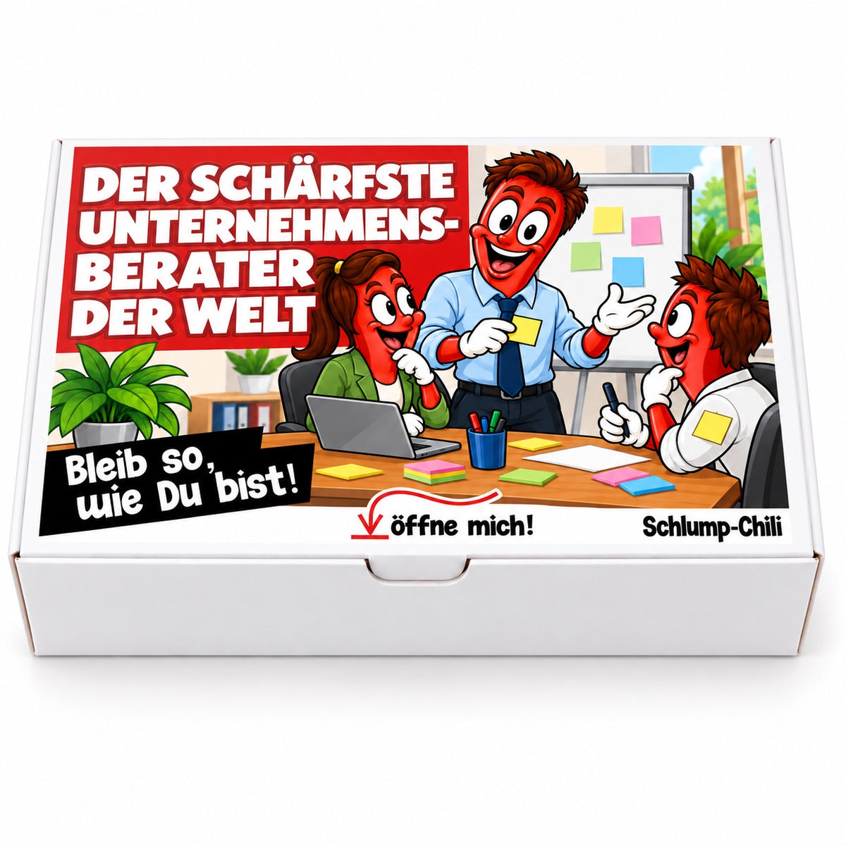 Der schärfste Unternehmensberater der Welt – Geschenkbox Vorderansicht