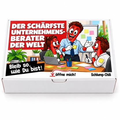 Der schärfste Unternehmensberater der Welt – Geschenkbox Vorderansicht