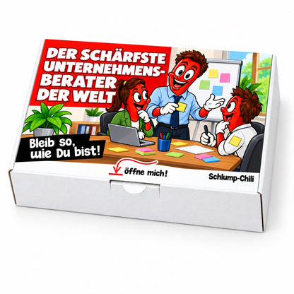 Der schärfste Unternehmensberater der Welt – Geschenkbox Schrägansicht