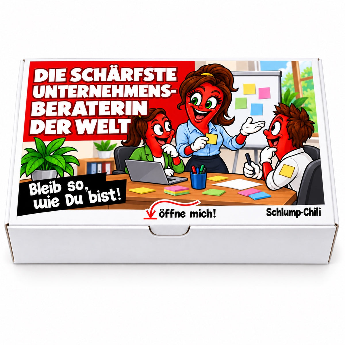 Die schärfste Unternehmensberaterin der Welt – Geschenkbox Vorderansicht