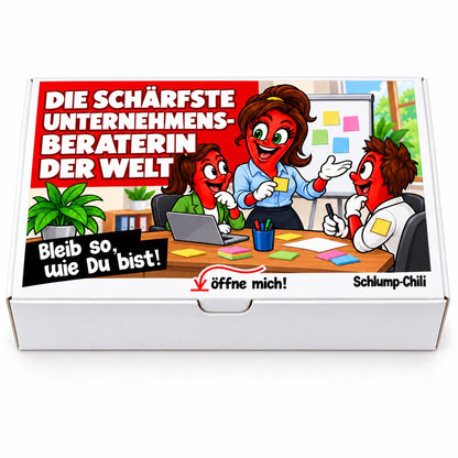 Die schärfste Unternehmensberaterin der Welt – Geschenkbox Vorderansicht