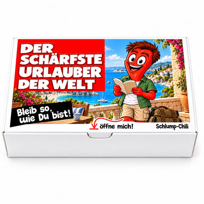 Der schärfste Urlauber der Welt – Geschenkbox Vorderansicht