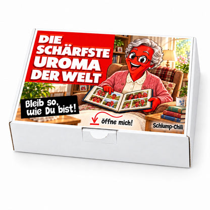Die schärfste Uroma der Welt – weiße Geschenkbox, Schrägansicht