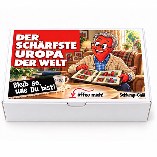 Der schärfste Uropa der Welt – weiße Geschenkbox, Vorderansicht