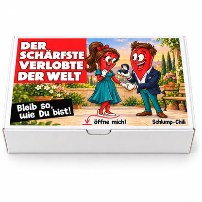 Der schärfste Verlobte der Welt – Frontansicht der Chili-Geschenkbox