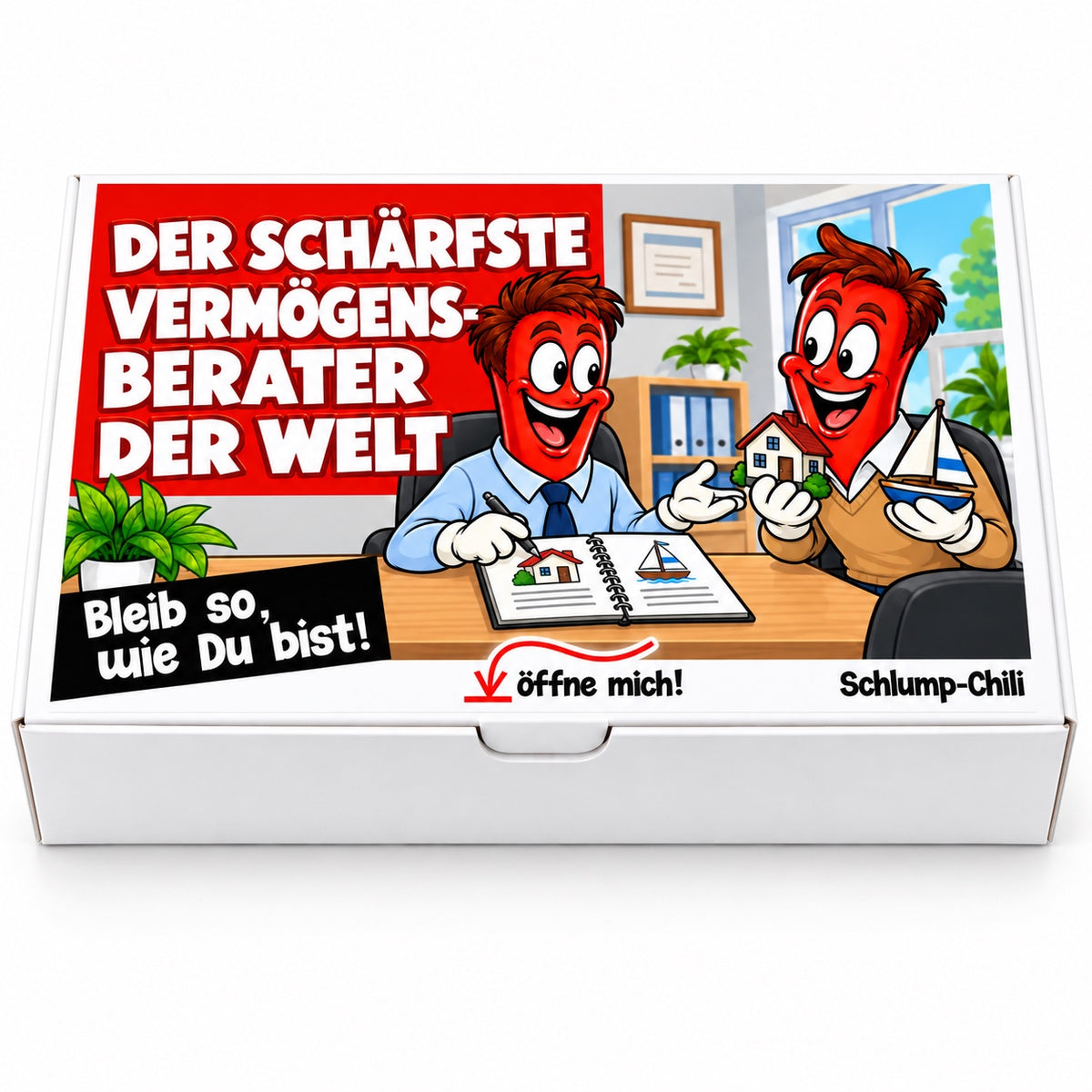 Der schärfste Vermögensberater der Welt – Geschenkbox Vorderansicht