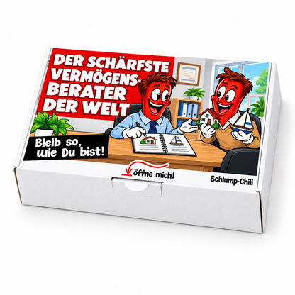 Der schärfste Vermögensberater der Welt – Geschenkbox Schrägansicht