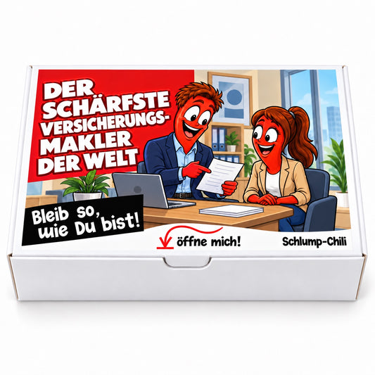 Der schärfste Versicherungsmakler der Welt – weiße Geschenkbox, Vorderansicht