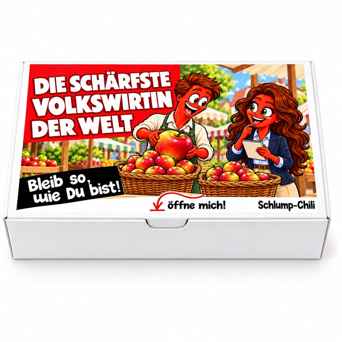 Die schärfste Volkswirtin der Welt – Geschenkbox Vorderansicht