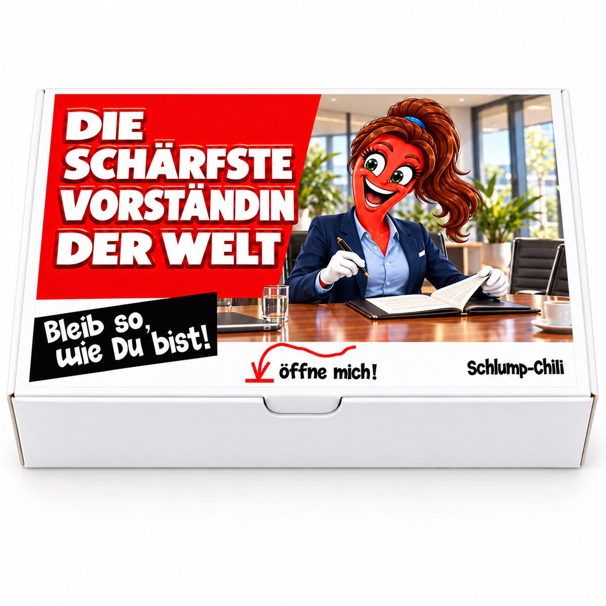 Die schärfste Vorständin der Welt – Geschenkbox Vorderansicht