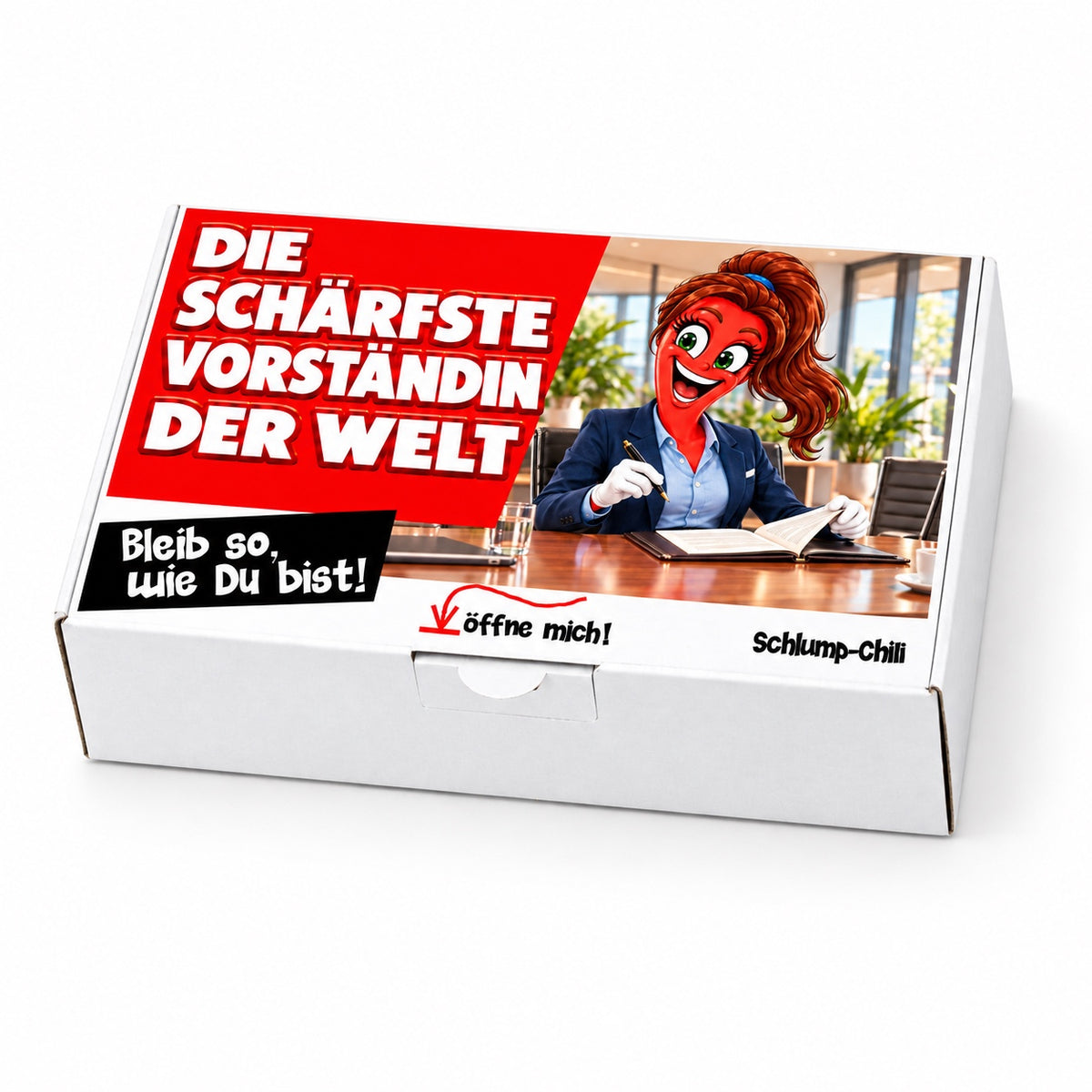 Die schärfste Vorständin der Welt – Geschenkbox Schrägansicht