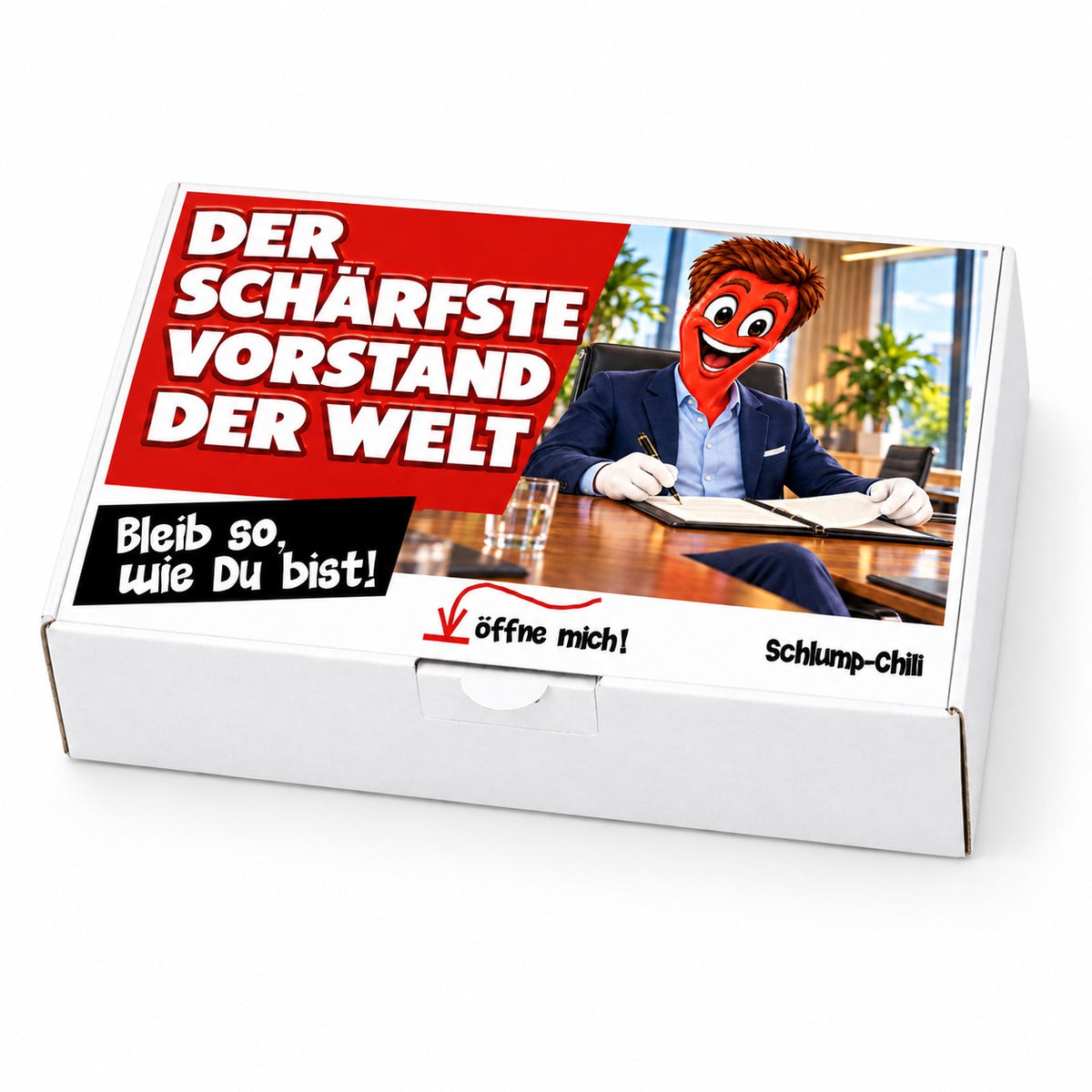 Der schärfste Vorstand der Welt – Geschenkbox Schrägansicht