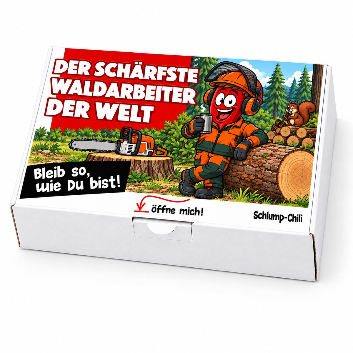 Der schärfste Waldarbeiter der Welt – Geschenkbox Schrägansicht