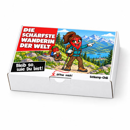Die schärfste Wanderin der Welt – Geschenkschachtel schräg