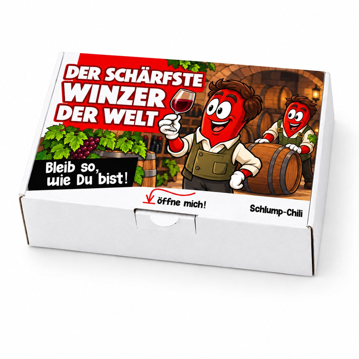 Der schärfste Winzer der Welt – Geschenkbox Schrägansicht