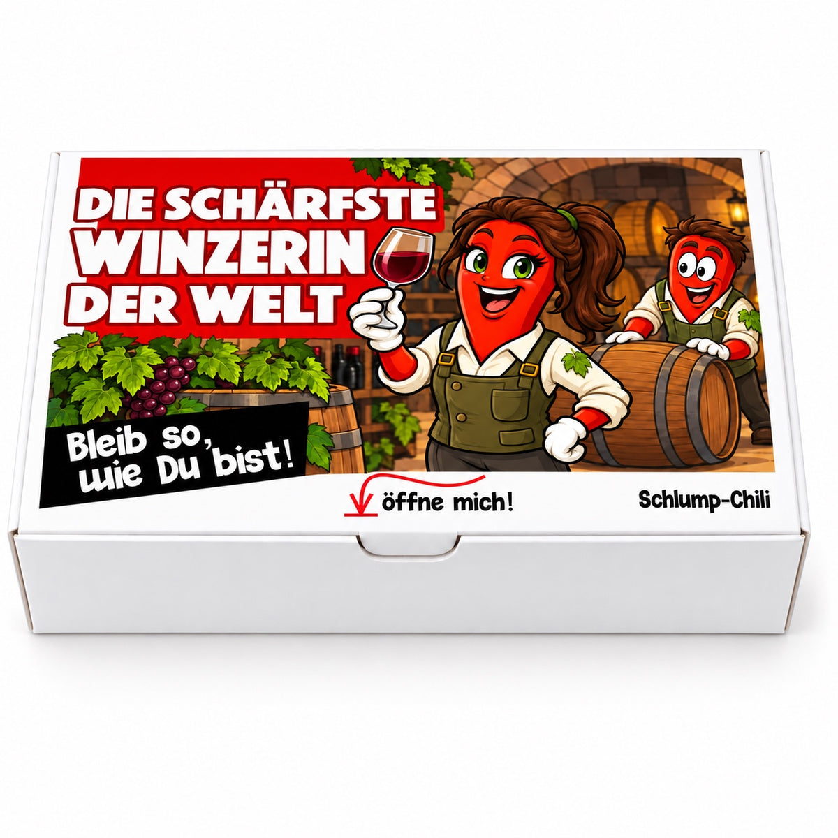 Die schärfste Winzerin der Welt – Geschenkbox Vorderansicht