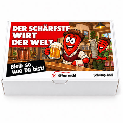 Der schärfste Wirt der Welt – Geschenkbox Vorderansicht