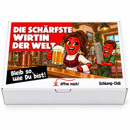Die schärfste Wirtin der Welt – Geschenkbox Vorderansicht
