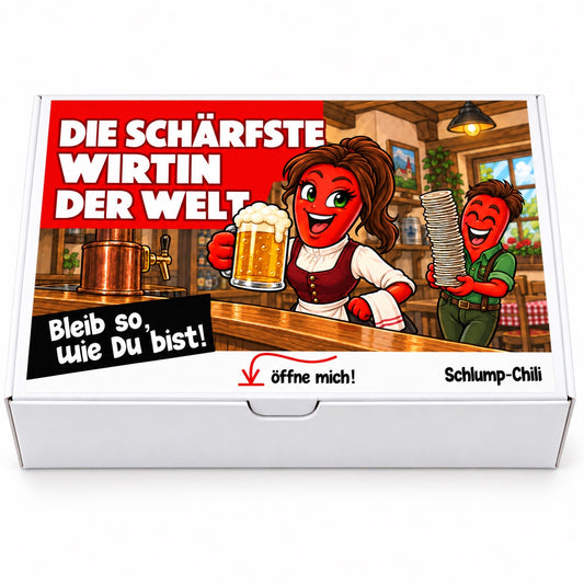 Die schärfste Wirtin der Welt – Geschenkbox Vorderansicht