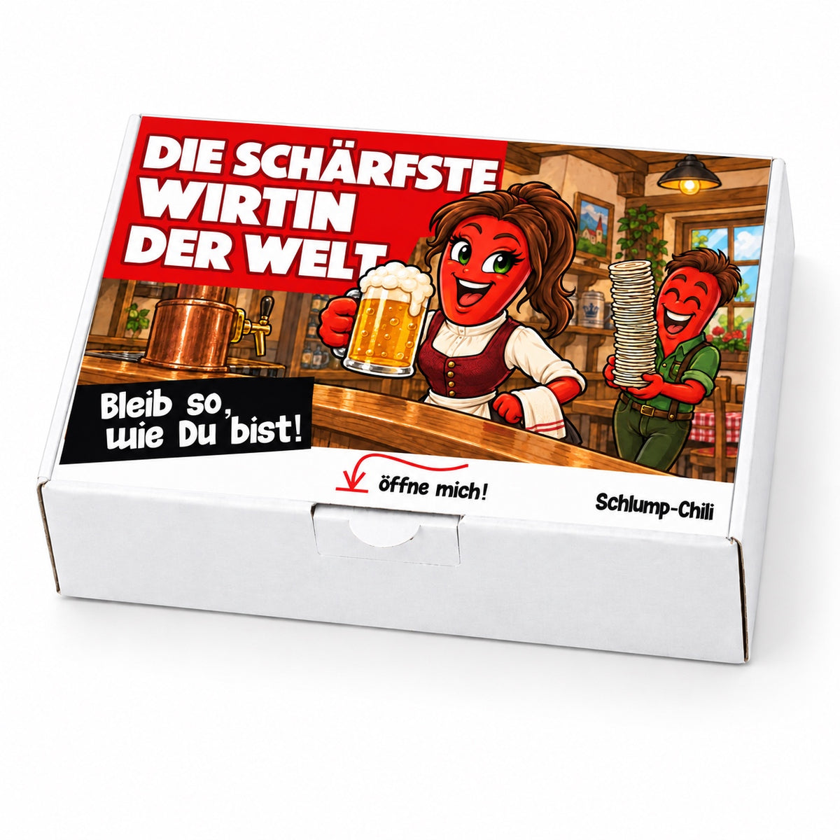 Die schärfste Wirtin der Welt – Geschenkbox Schrägansicht