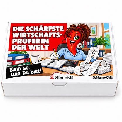 Die schärfste Wirtschaftsprüferin der Welt – Geschenkbox Vorderansicht