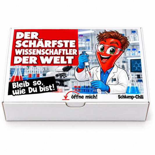 Der schärfste Wissenschaftler der Welt – weiße Geschenkbox, Vorderansicht