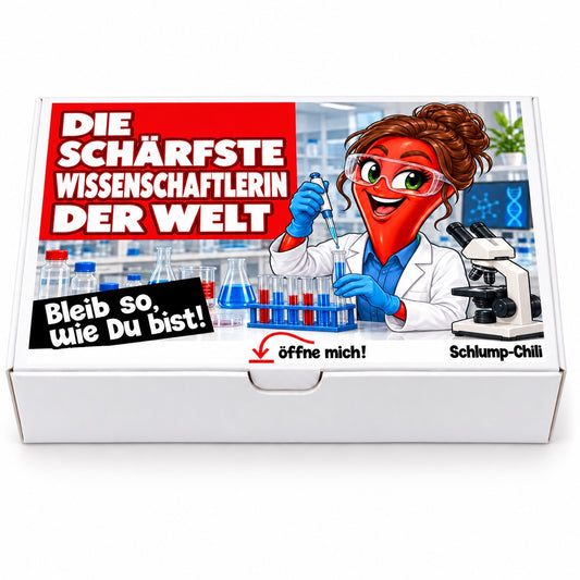 Die schärfste Wissenschaftlerin der Welt – weiße Geschenkbox, Vorderansicht